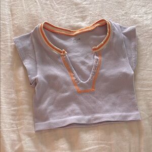 Urban Outfitters Purple Ribbed Top with Orange Trim